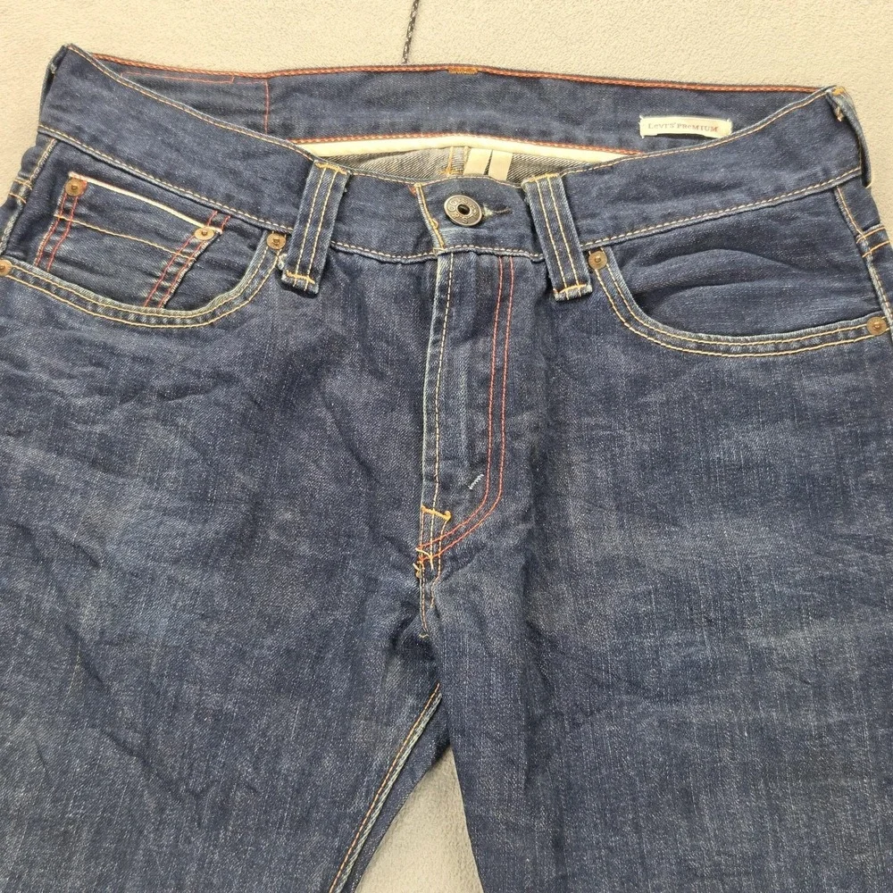 Levis Selvedge Jeans Mens Blue‎ Dark Wash Straight Regular Fits 31x29